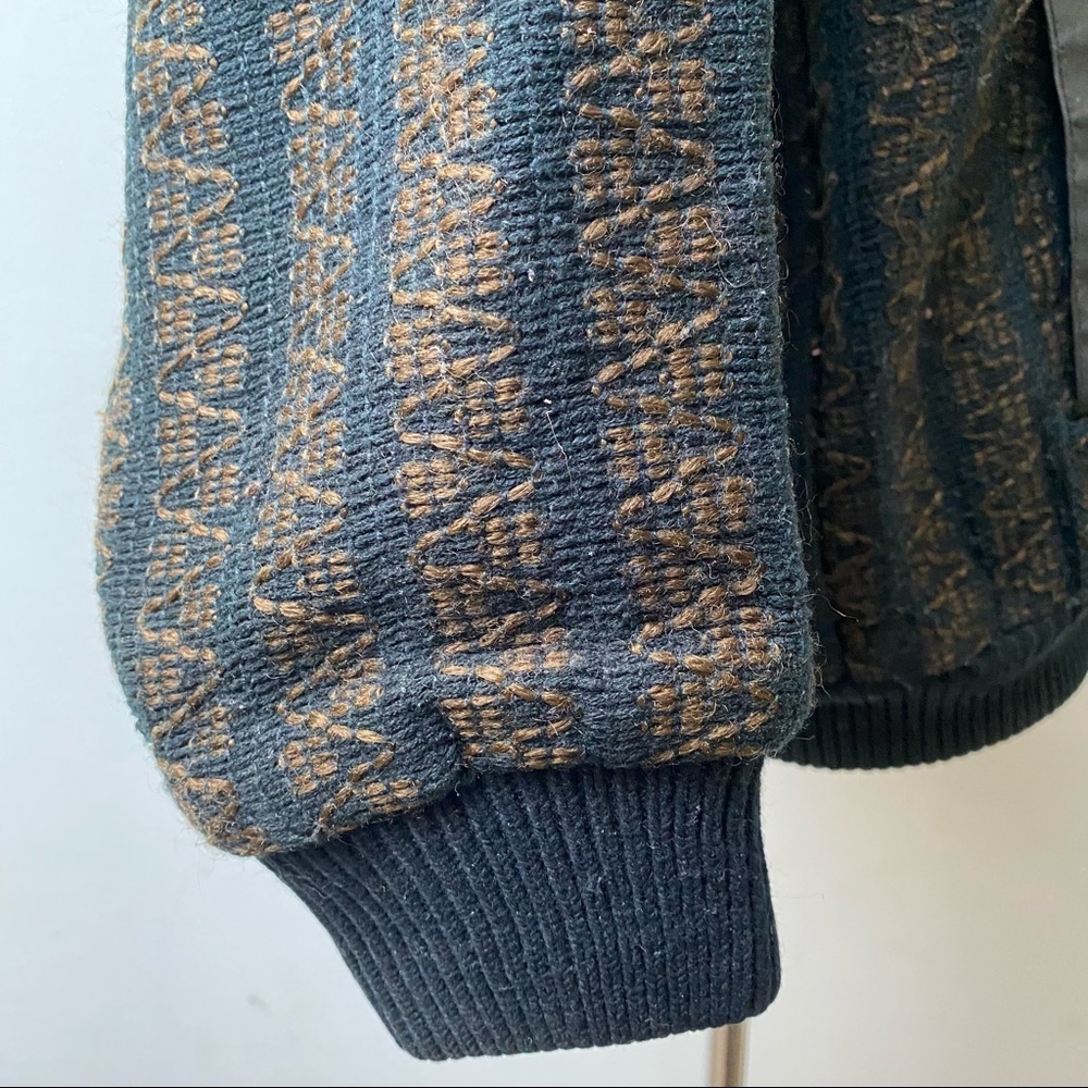 Vintage Thick Knit Sweater With Leather Trim - Picture 7 of 13
